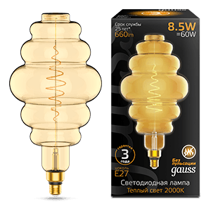 Gauss Лампа Filament Honeycomb 8.5W 660lm 2000К Е27 golden LED 161802105