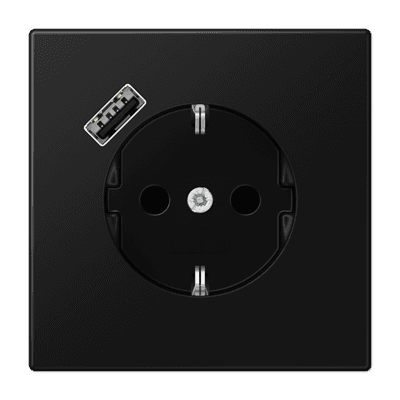 JUNG LS 990 Черный матовый Розетка с USB-зарядным устройством, тип A, SCHUKO LS1520-18ASWM