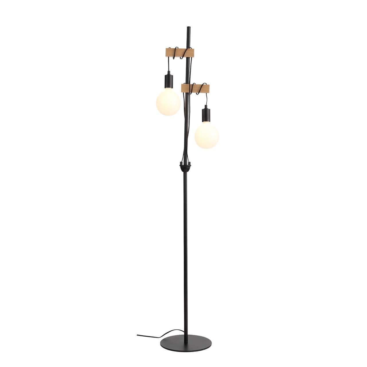 Evoluce SL1142.405.01 Торшер Черный, Светлое дерево E27 2*60W — миниатюра 2