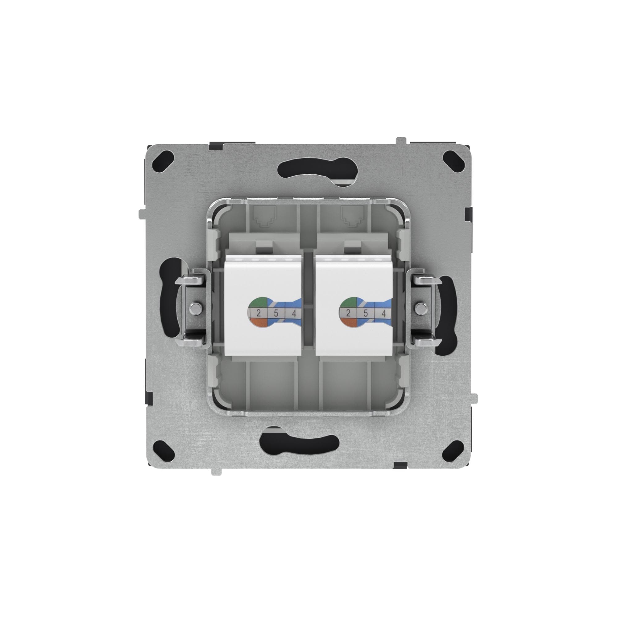 DKC KANT Компьютерная розетка RJ-45 без шторки, кат.5е двойная, черный уголь — миниатюра 3