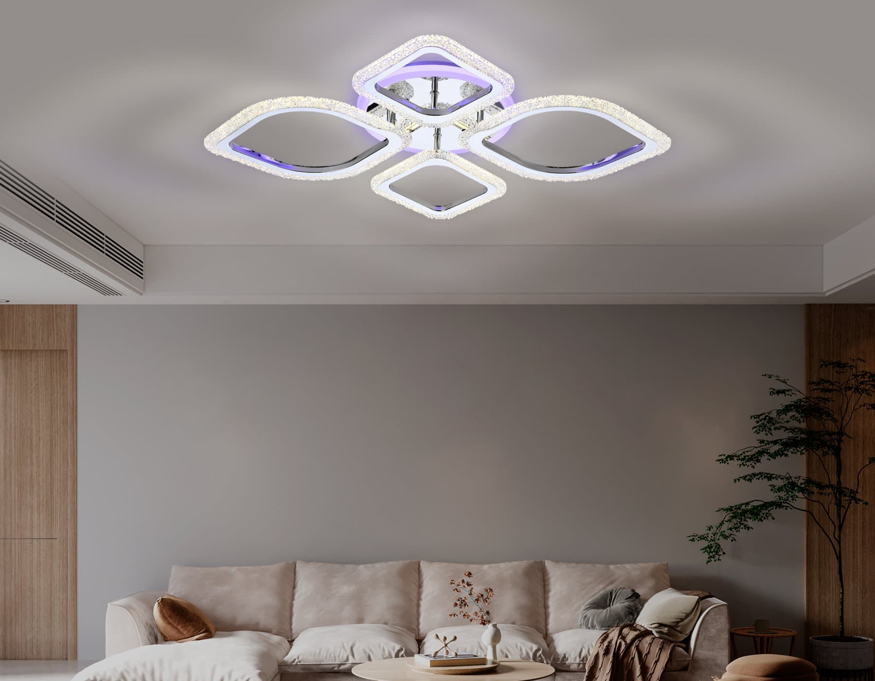 Ambrella Потолочный светодиодный светильник с пультом FA5148 CH хром 77W 680*630*90 (ПДУ РАДИО 2.4) — миниатюра 2
