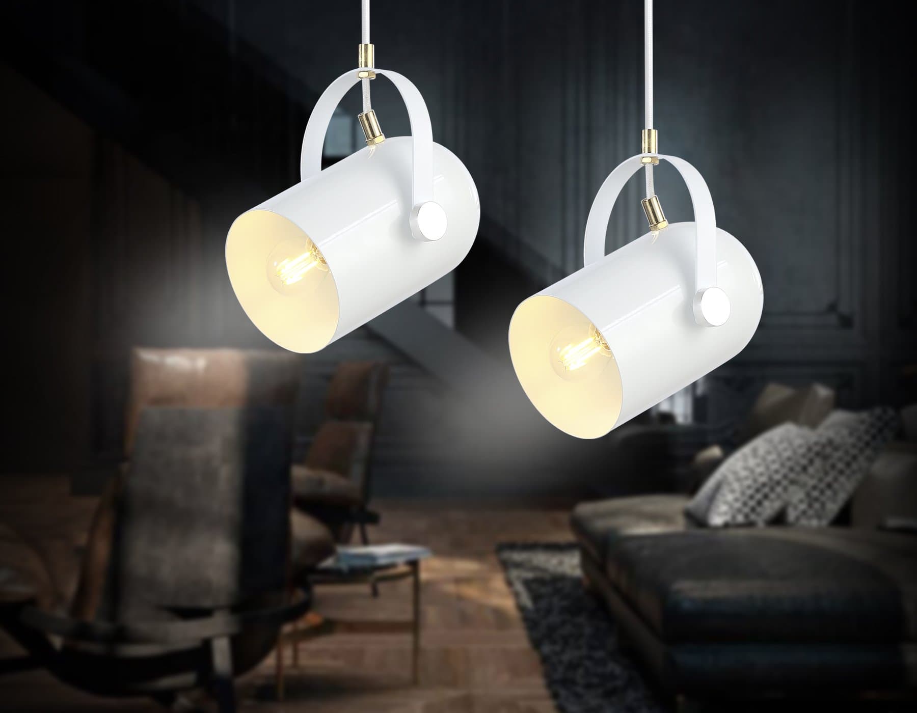 Ambrella Подвесной светильник в стиле лофт TR8205 WH белый E27 max 40W D117*1035 — миниатюра 3