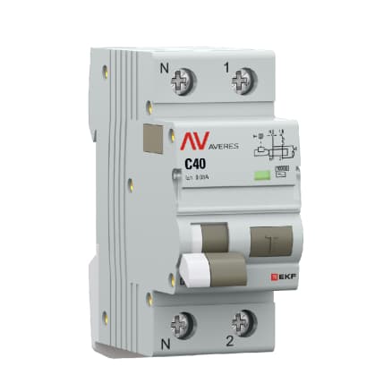 EKF Дифференциальный автомат DVA-10 1P+N 40А (C) 30мА (AC) 10кА AVERES — миниатюра 1