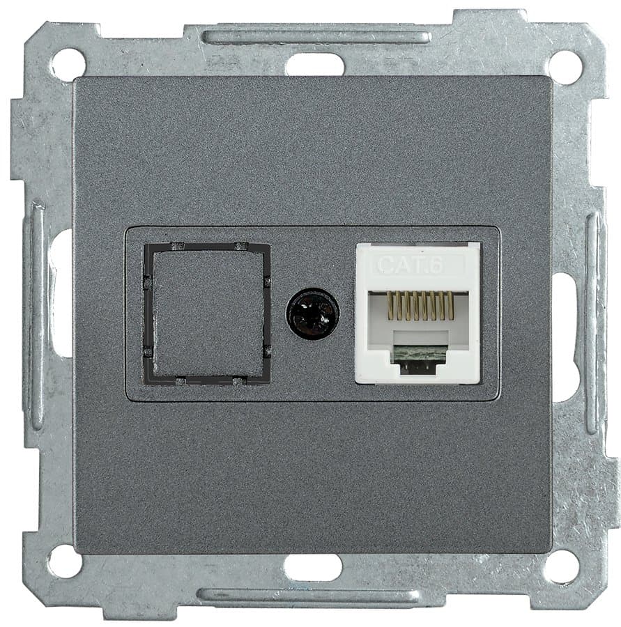 IEK РK10-1-Б Розетка компьютерная RJ45 Cat5e BOLERO антрацит EKB15-01-K95