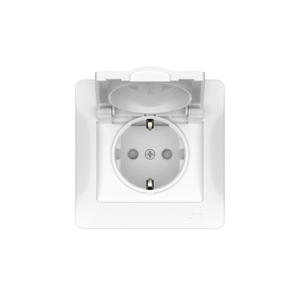 Systeme Electric Glossa Белый Розетка с зазем. со шторк. с крышк., 16А, IP20, в сборе, быстрозажим. клем. — миниатюра 4
