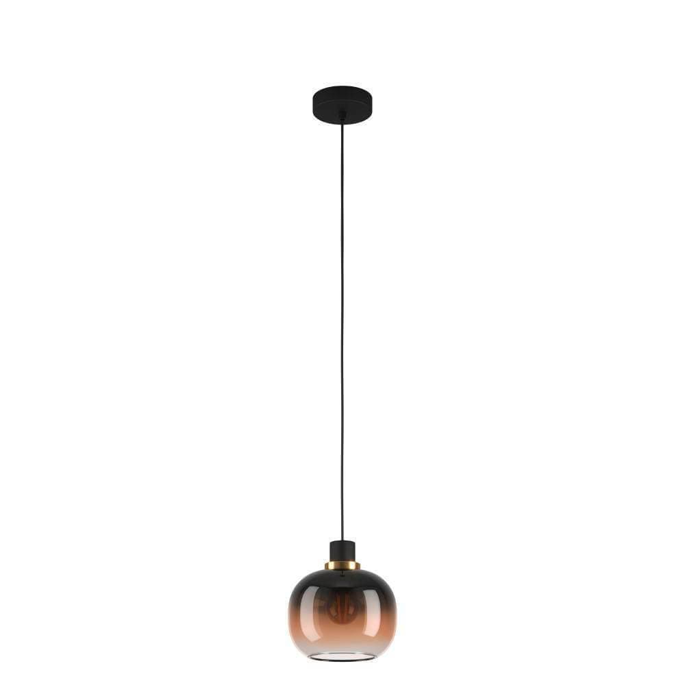 Eglo 99614 Подвесной потолочный светильник (люстра) OILELL, 1x40W, E27, H1100, Ø190, сталь/стекло, черный/латунь/коричневый градиент