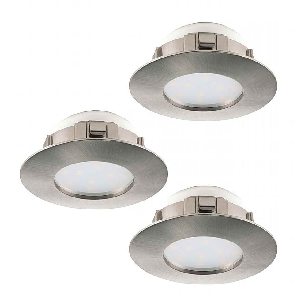 Eglo Комплект светодиод. встраив. светильников PINEDA, 3х6W(LED), ?78, IP44, пластик, никель матовый 95823