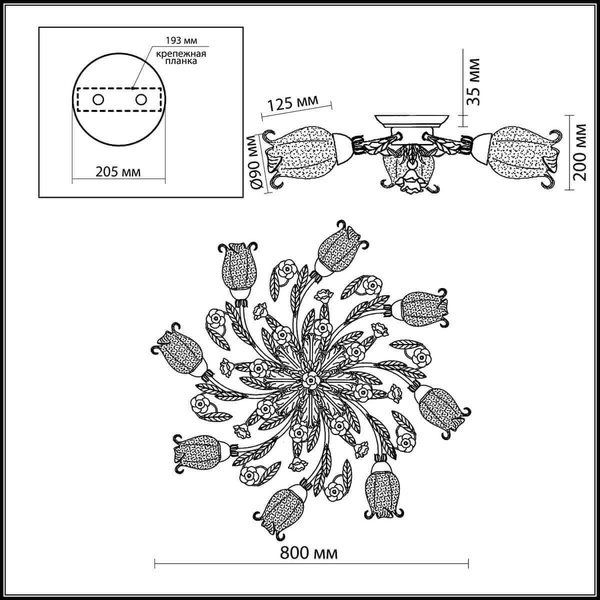 Odeon Light 2252/8C ODL12 574 цветной Люстра потолочная  E14 8*60W 220V AMELI — миниатюра 4
