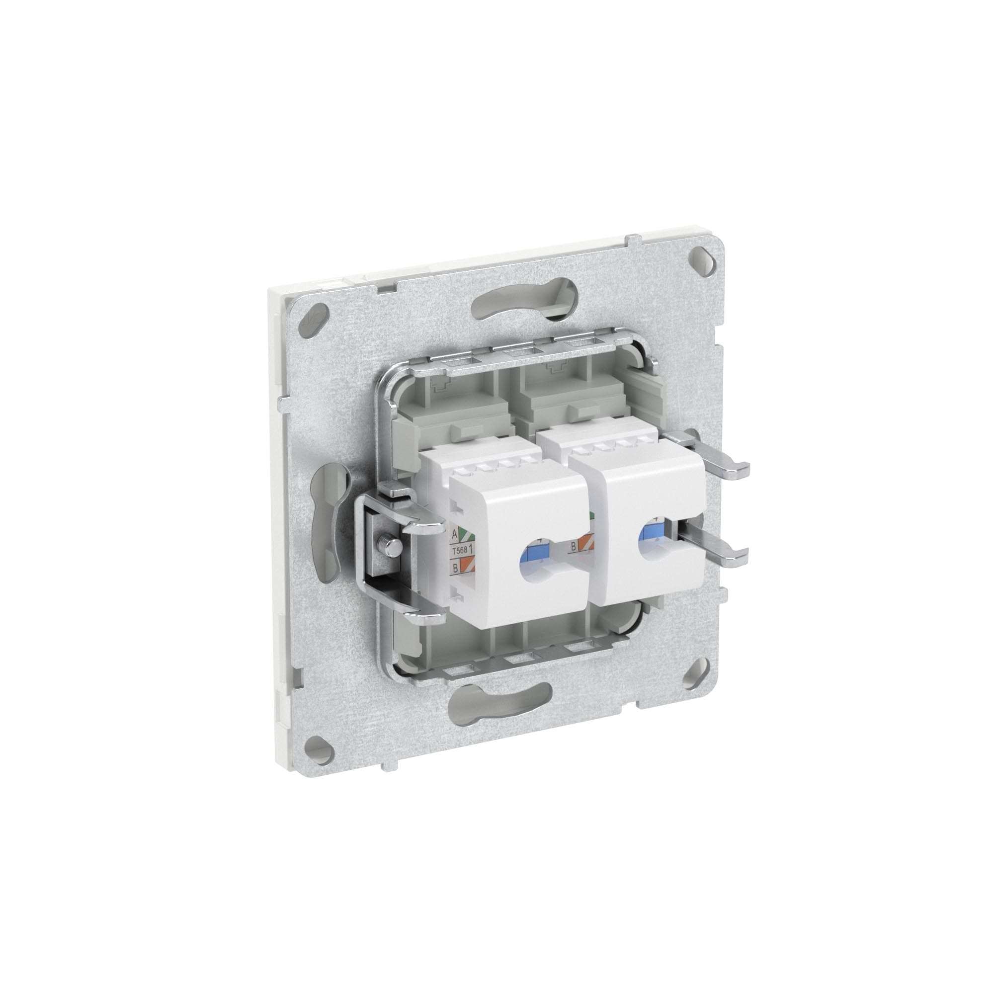 DKC KANT Компьютерная розетка RJ-45 без шторки, кат.5е двойная, белая магнолия — миниатюра 5