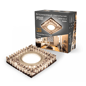 Gauss Светильник Backlight BL031 Квадрат. Черн.Кристал/Хром, Gu5.3, LED 2700K
