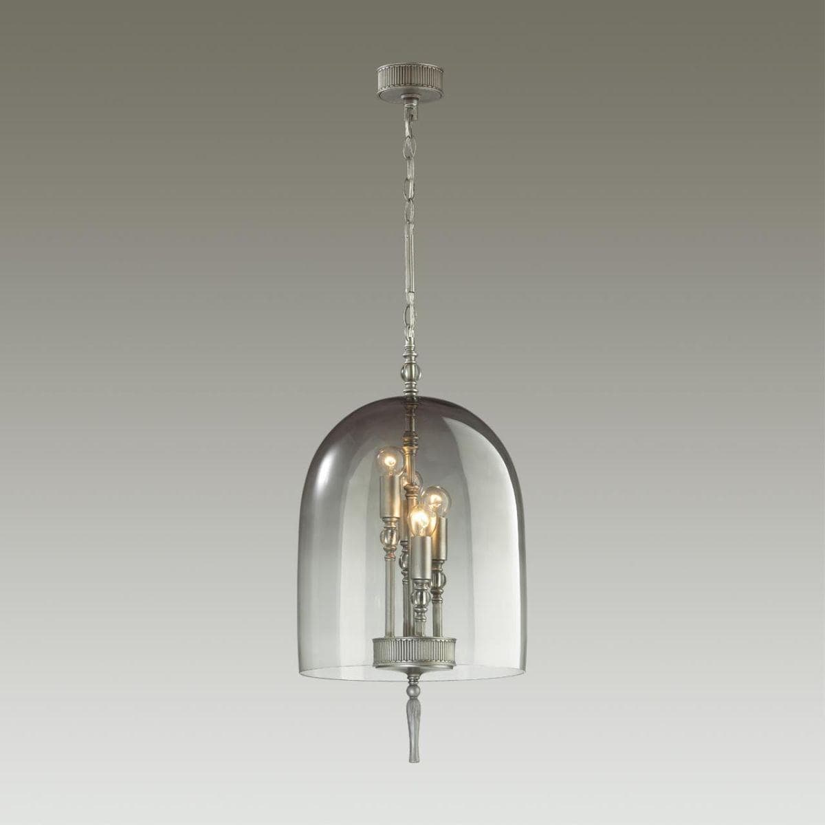 Odeon Light 4882/4 NEO ODL_EX22 25 серебрист.с патиной/дымчатый/стекло Подвес E14 4*40W BELL — миниатюра 4