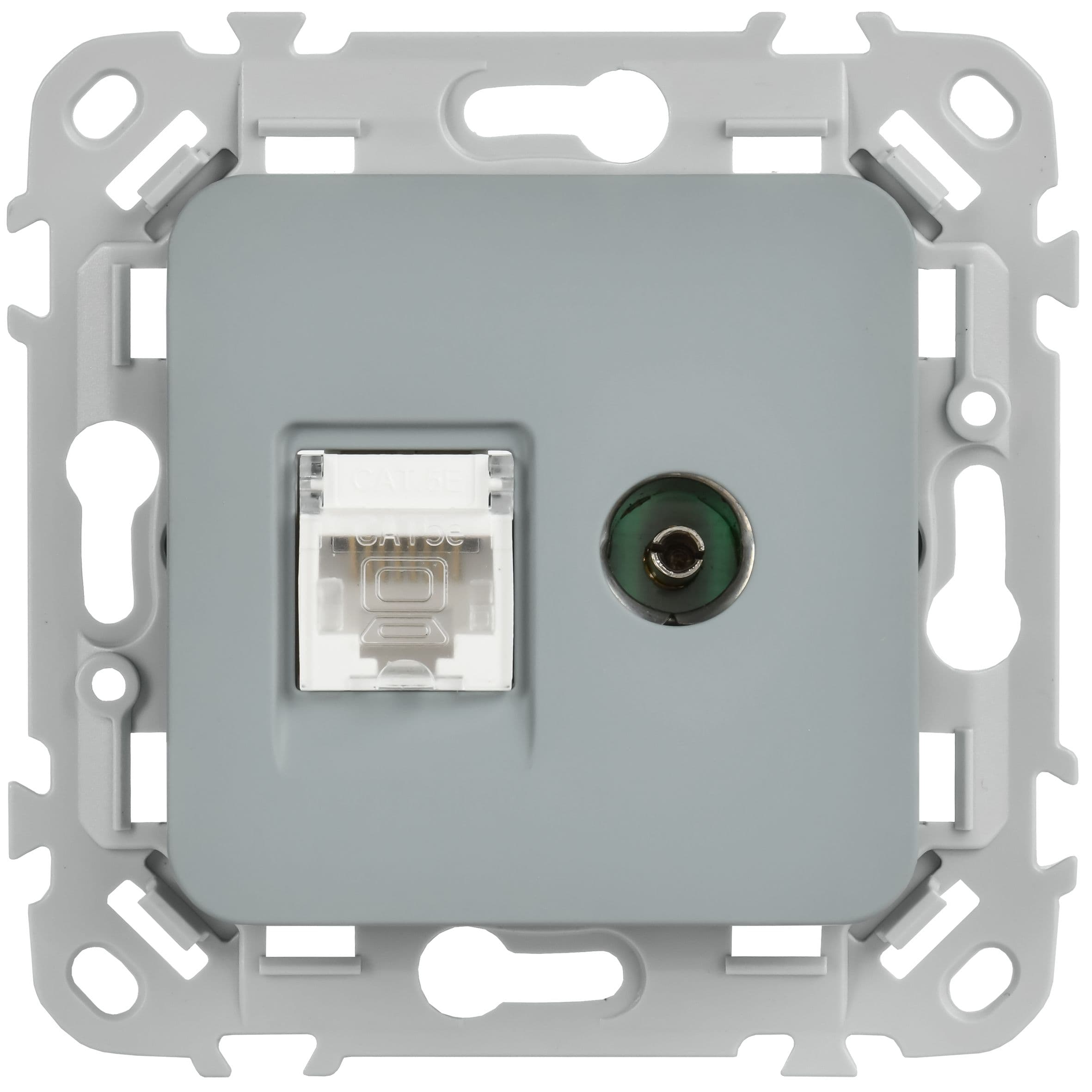 IEK FLITE Серый Розетка 2-местная RJ45/TV категория 5Е UTP — миниатюра 2