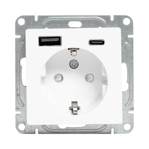 EKF Механизм розетки с USB-A+С - 2шт, 16А, с заземлением, со шторками, алюминий Эпика — миниатюра 5