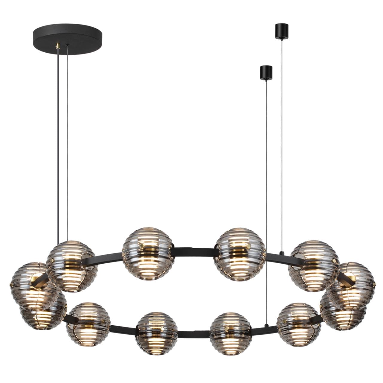 Odeon Light 5041/120L L-VISION ODL24 427 черн./золото/дымчатый/металл/стеко Люстра LED 120W 4000К 9364Лм TRONI