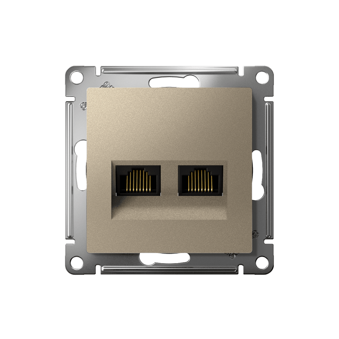 Systeme Electric ATLASDESIGN шампань розетка двойная компьютерная RJ45+RJ45 кат. 6А, механизм — миниатюра 2