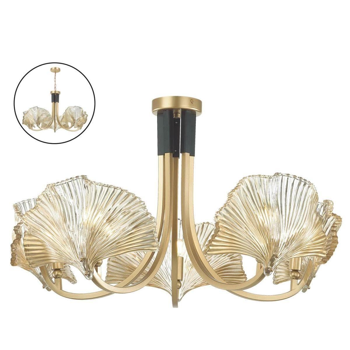 Odeon Light 4870/5 HALL ODL_EX22 13 золотой/черный/стекло Люстра E14 5*40W VENTAGLIO