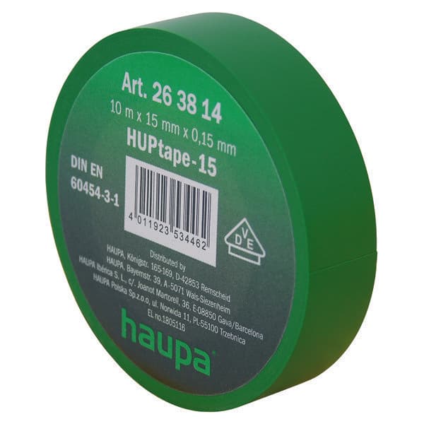 Haupa Изолента ПВХ, цвет зеленый, шир. 25 мм, длина 20 м, d 74 мм 263876
