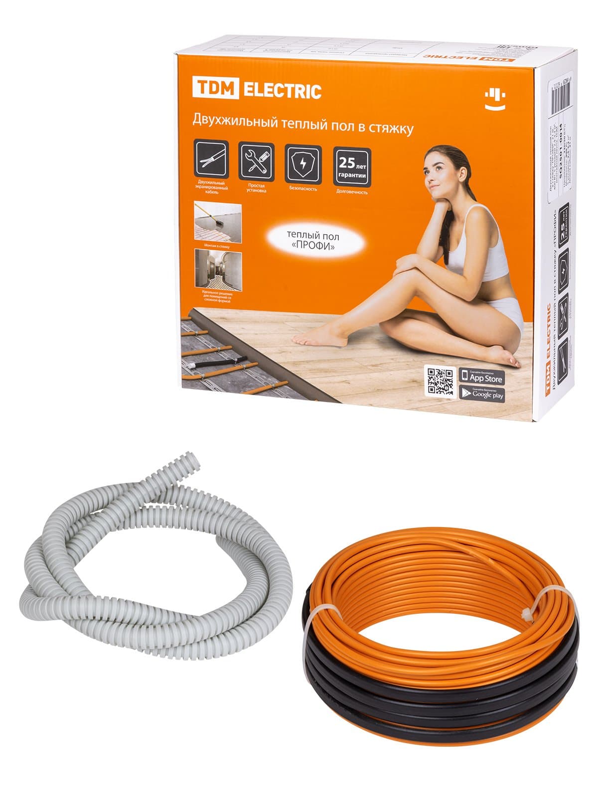 TDM Двухжильный теплый пол в стяжку "ПРОФИ", 5 м, 110 Вт, S укладки 0,65-1,1 м², SQ2501-0012