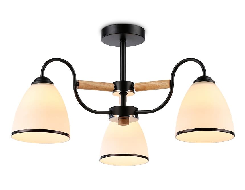 Ambrella Светильник подвесной TR3033241/3 BK/CH/LW/FR черный/хром/светлое дерево/белый матовый E27*3 max 60W D610*290