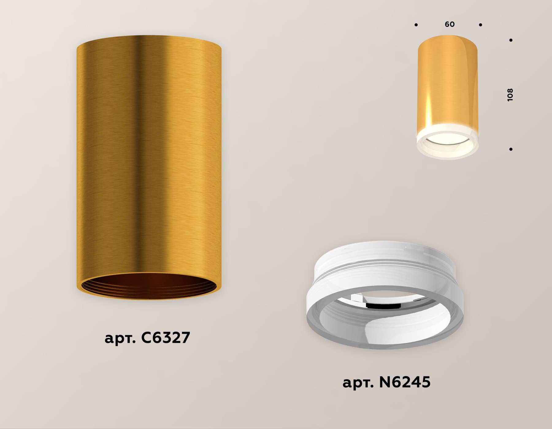 Ambrella Комплект накладного светильника XS6327020 PYG/FR золото желтое полированное/белый матовый MR16 GU5.3 (C6327, N6245) — миниатюра 3