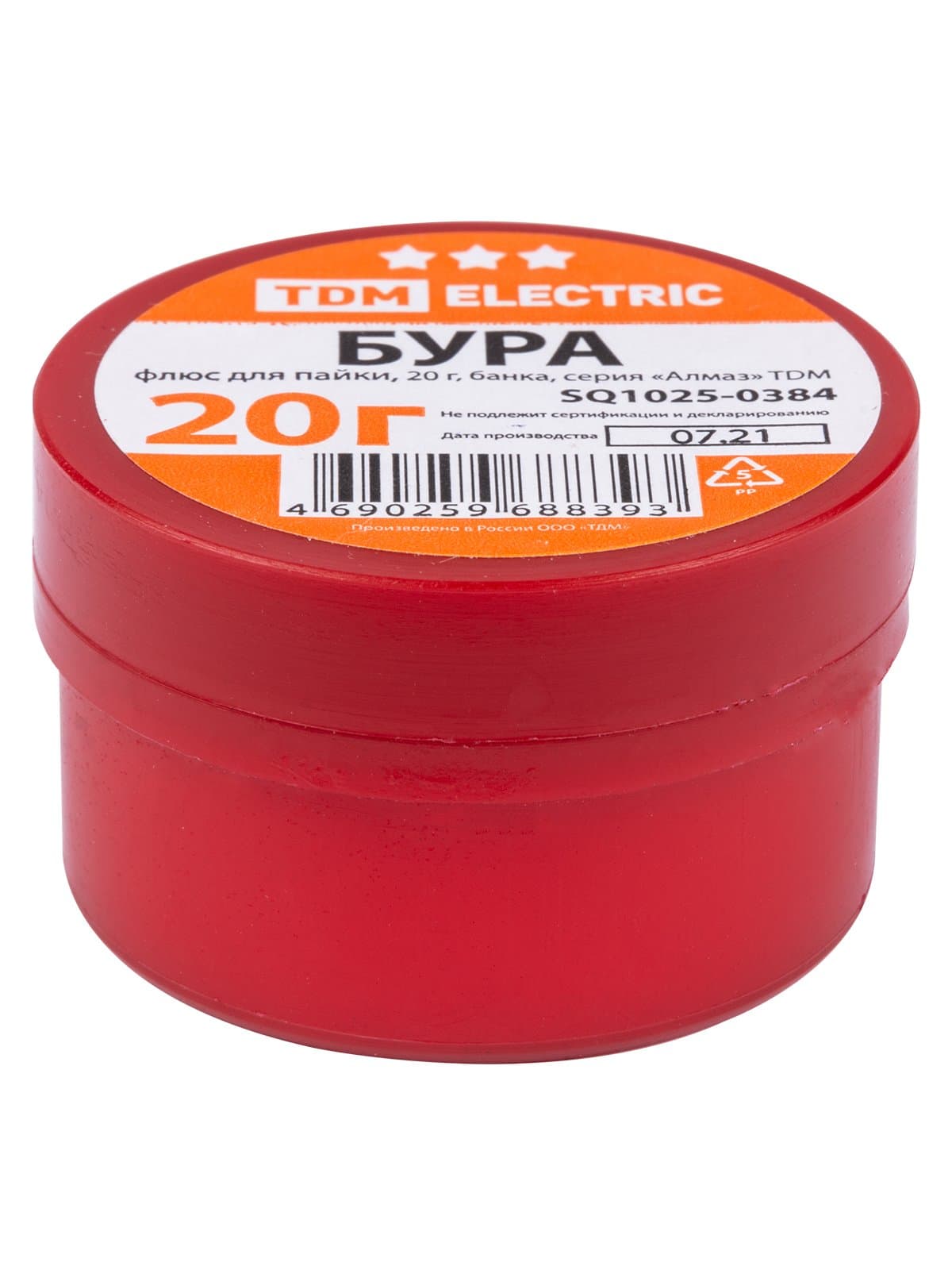 TDM Флюс для пайки, БУРА, 20 г, банка, серия "Алмаз" SQ1025-0384