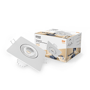 Gauss Светильник Downlight квадрат 6W 500lm 3000K 100-265V IP20 монтаж Ø65 90*56мм белый LED 948411106
