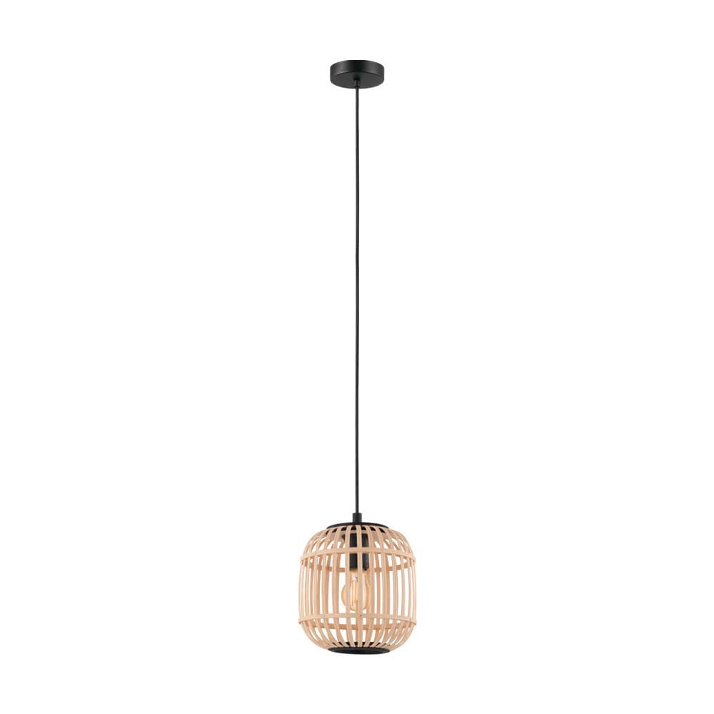 Eglo 43231 Подвес BORDESLEY, 1x28W (E27), 210, H1100, сталь, черный/дерево, натуральный