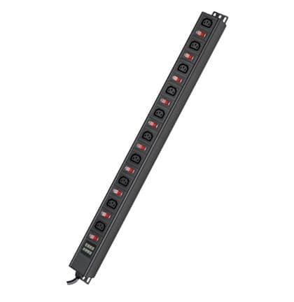 DKC Блок распределения питания (PDU) 0U 10A с индикацией и защитой, Вых:10 С13, Вх:С14