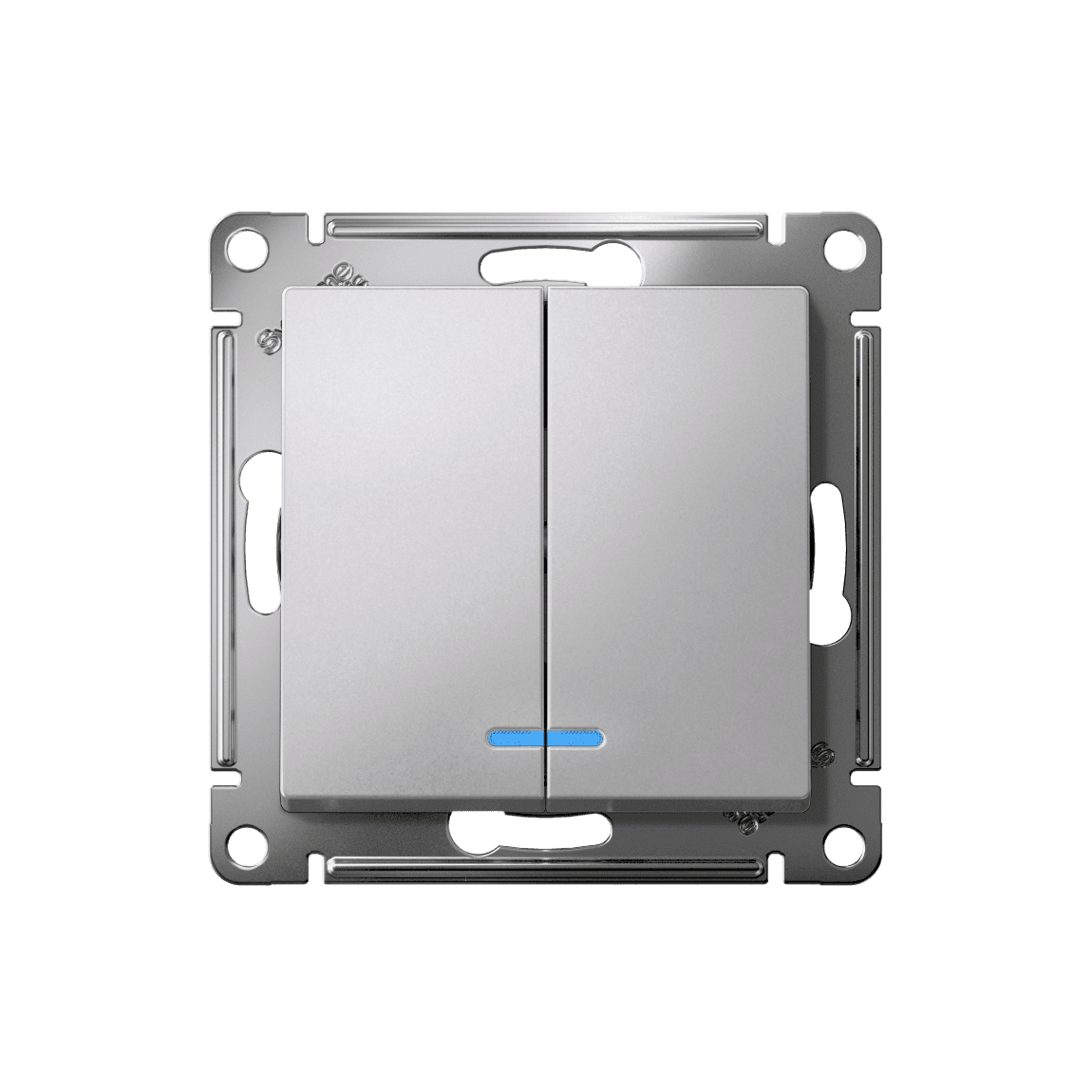 Systeme Electric AtlasDesign Алюминий Выключатель 2-клавишный с подсвет.,сх.5а, 10АХ,мех., быстрозажим. клем. — миниатюра 4