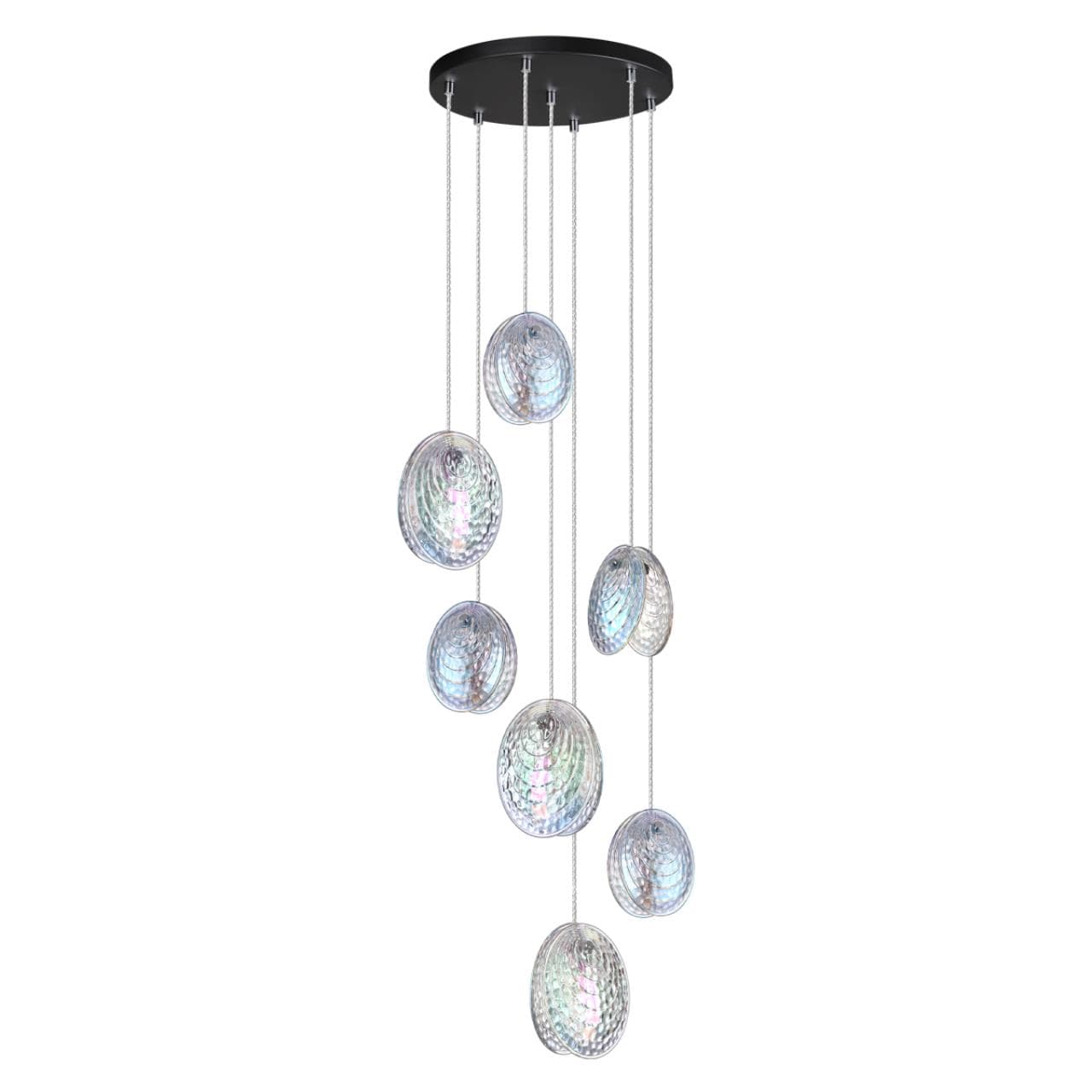 Odeon Light 5039/7 MODERN ODL24 297 черный/перламутровый/металл/стекло Люстра каскадная G9 7*40W MUSSELS