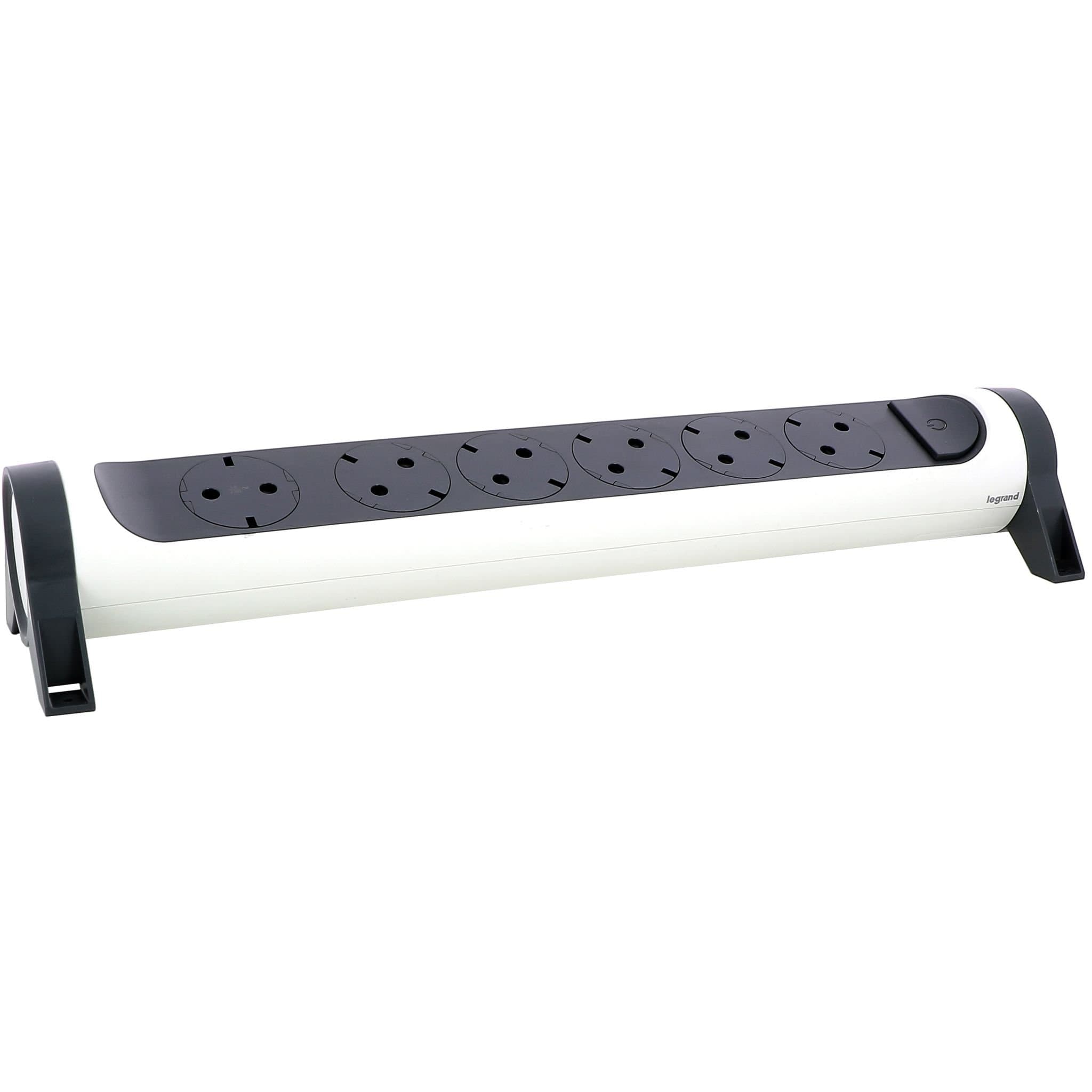 Legrand Revolution Комфорт Бело-черный Удлинитель 6x2К+З с выкл., без кабеля, плоские розетки, фиксируемый поворотный блок 694547 — миниатюра 4