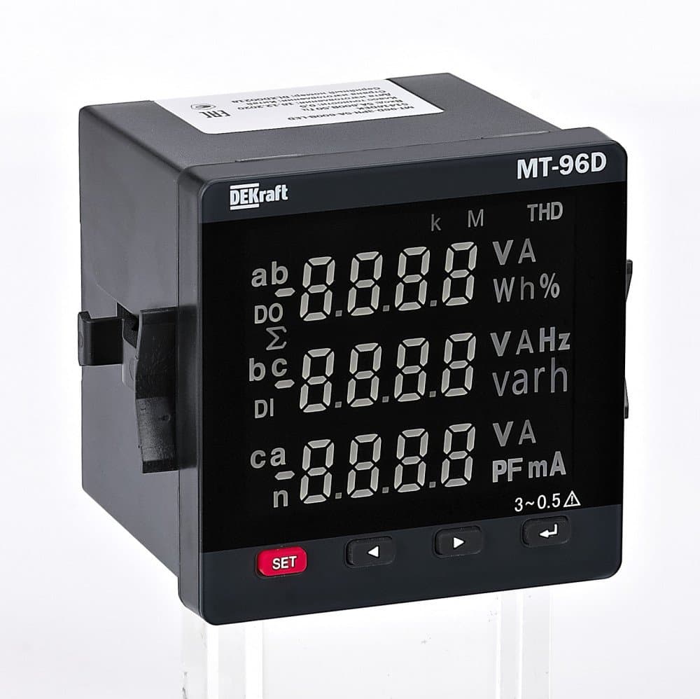 Dekraft Мультиметр цифровой 96х96мм трехфазный, вход 600В 5А, RS485, LED-дисплей МТ-96D