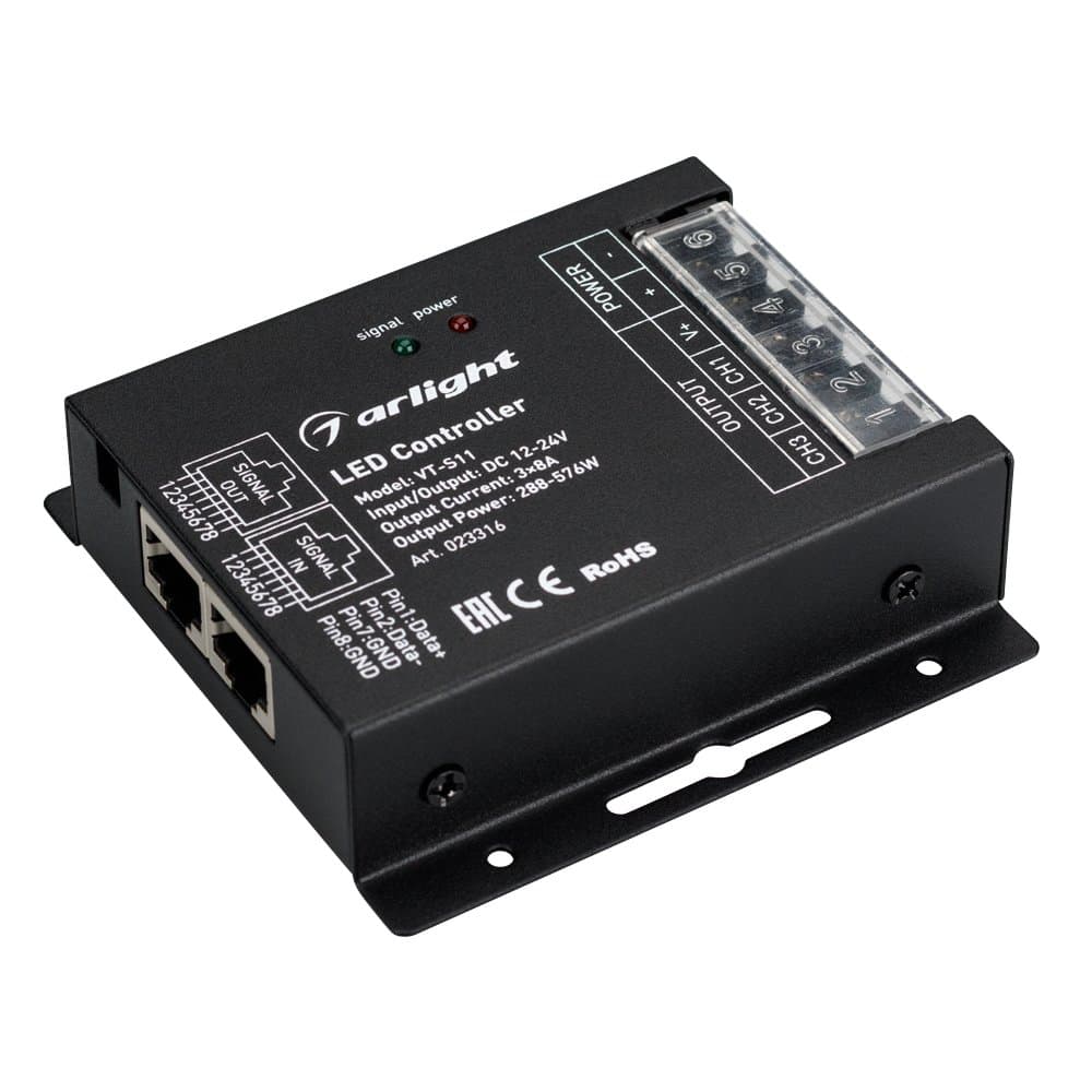 Arlight Контроллер VT-S11-3x8A (12-24V, ПДУ Стик 12кн, RF) (IP20 Металл, 3 года) 023316 — миниатюра 4