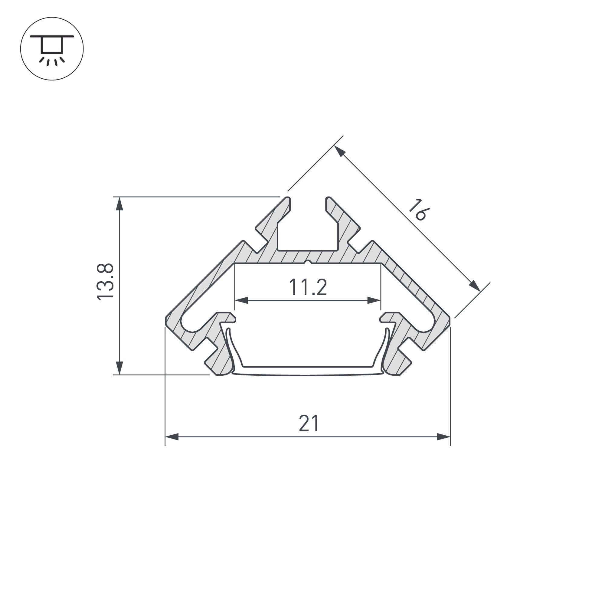 Arlight Профиль PDS45-LITE-2000 ANOD (Алюминий) 023862 — миниатюра 3