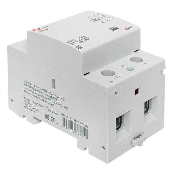 EKF Контактор модульный КМ 125А 1NO+1NC 230В АС (3 мод.) AVERES — миниатюра 9