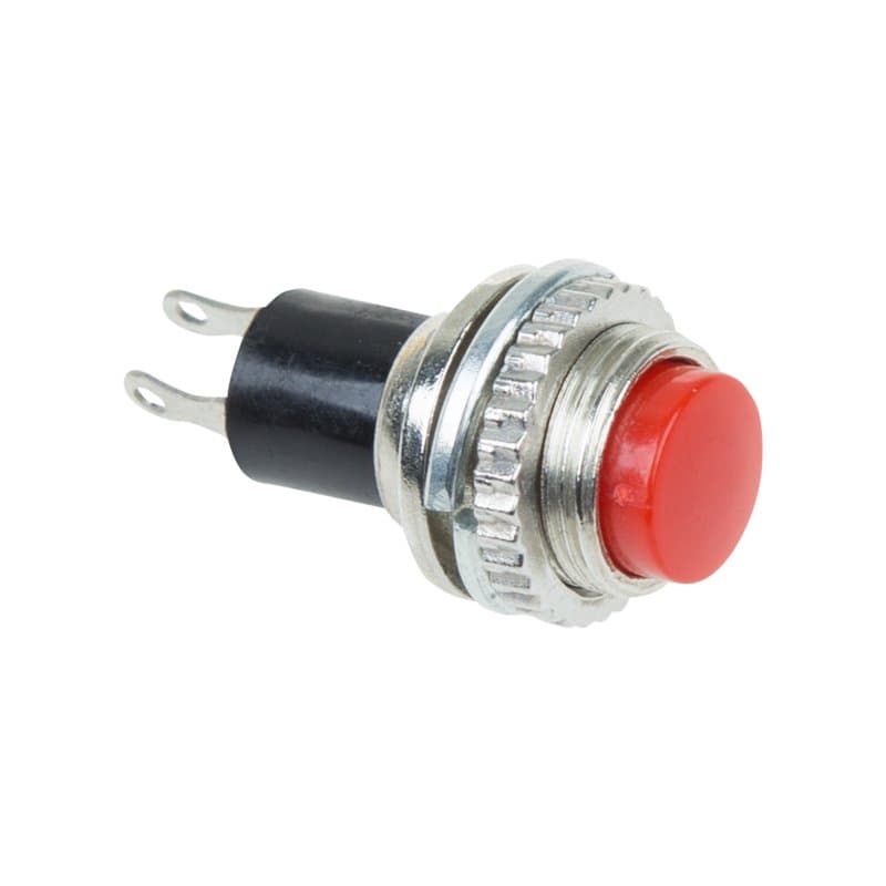 Выключатель-кнопка металл 220V 2А (2с) (ON)-OFF Ø10.2 красная Mini Rexant 36-3331