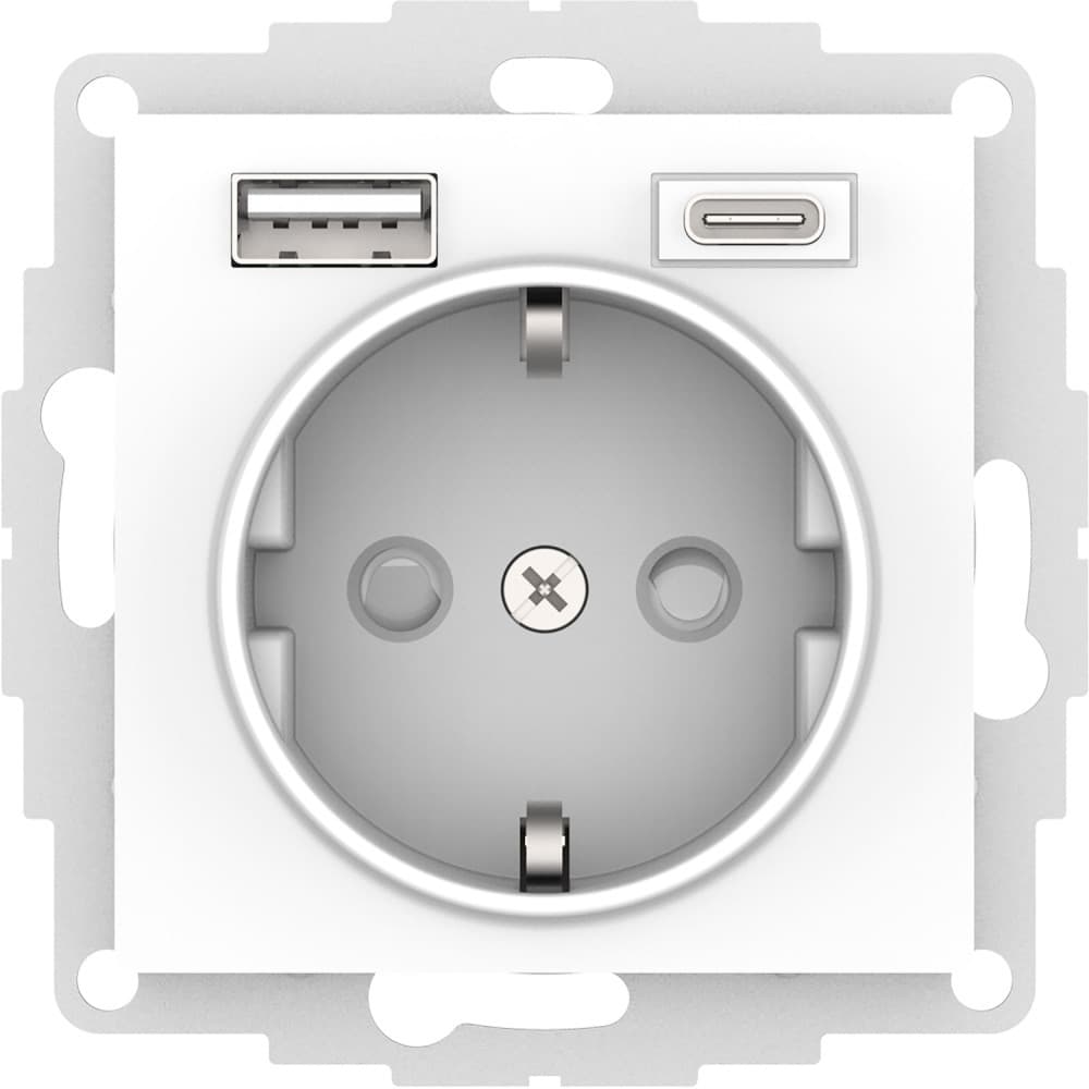 Systeme Electric AtlasDesign Лотос Розетка 16А с 2 USB A+C, 5В/2,4А/3,0А, 2х5В/1,5А, механизм