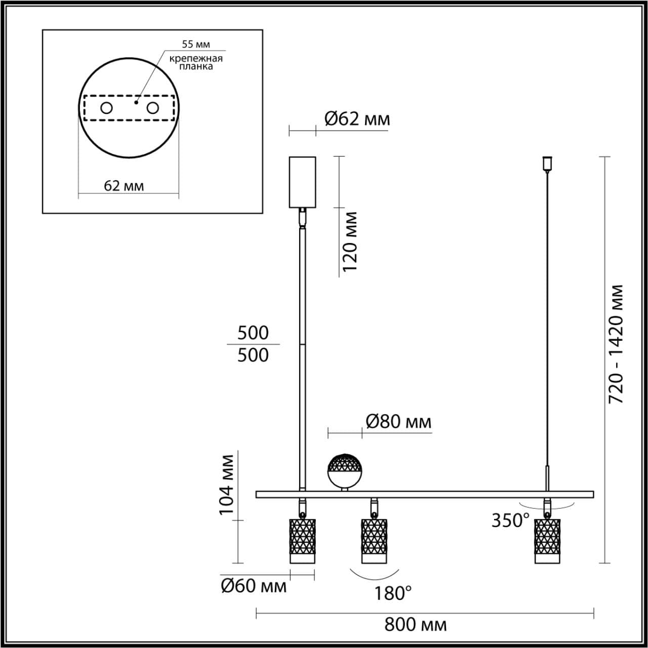 Odeon Light 4353/36L HIGHTECH ODL23 261 античная бронза/металл Подвесной св-к IP20 LED GU10/LED 36W 520Лм AD ASTRUM — миниатюра 2