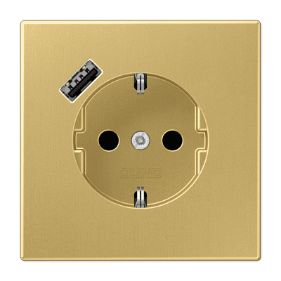 JUNG Розетка SCHUKO® с USB-зарядным устройством, тип A термопласт латунь Classic ME1520-18AC-L