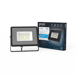 Gauss Прожектор Qplus 50W 4250lm 6500K 200-240V IP65 графитовый LED 690511350