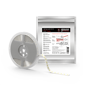 Gauss Лента LED Elementary 2835 -SMD 4.8W 12V DC красный IP20 (ZIP Bag 5м) 355000705 — миниатюра 1