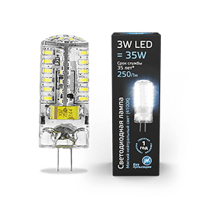 Gauss Лампа G4 AC150-265V 3W 240lm 4100K силикон LED 107707203