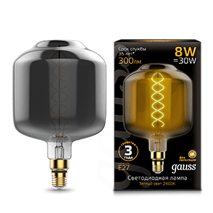 Gauss Лампа Filament DL180 8W 300lm 2400К Е27 gray flexible LED 164802008 — миниатюра 1