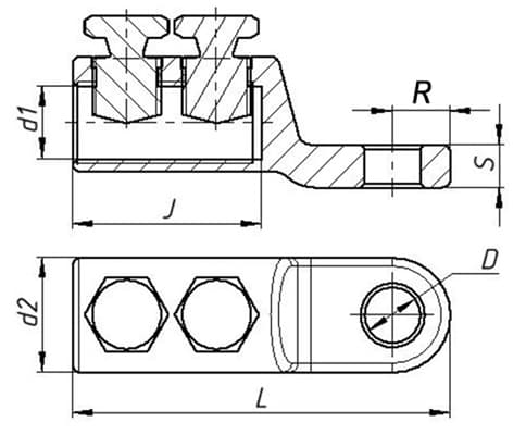 ЗЭТАРУС Наконечник болтовой 2НБ-2 70-120 мм (алюминиевый болт) zeta10515