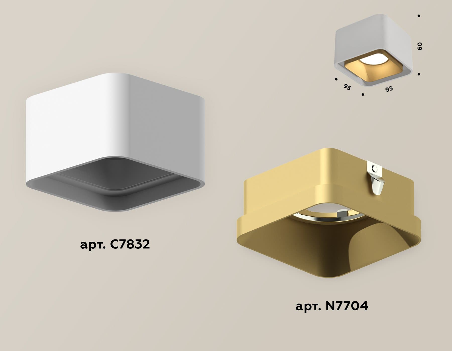 Ambrella Комплект накладного светильника XS7832004 SWH/SGD белый песок/золото песок MR16 GU5.3 (C7832, N7704) — миниатюра 2