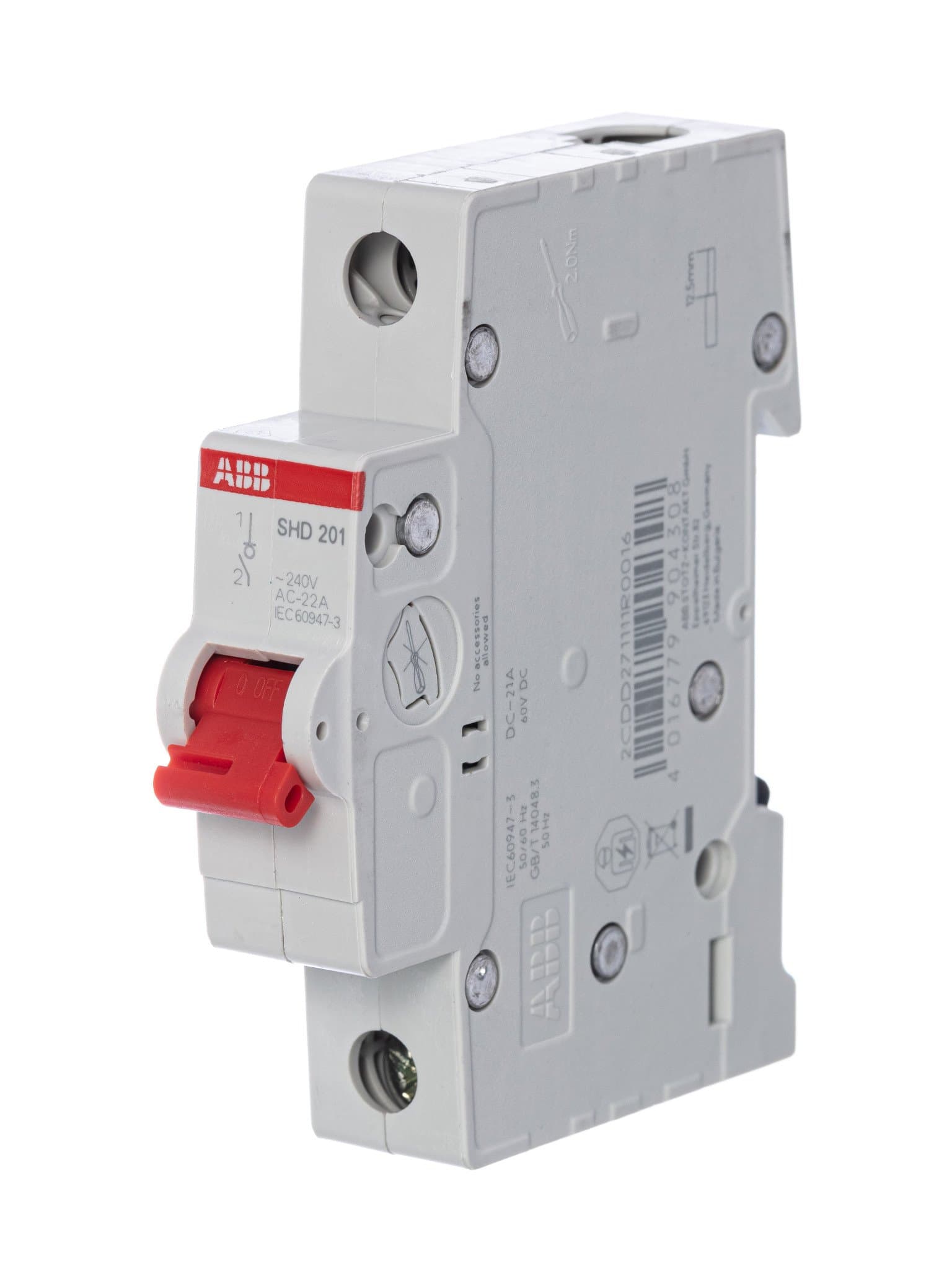 ABB SHD201 Рубильник 1P 63A рычаг крас. 2CDD271111R0063