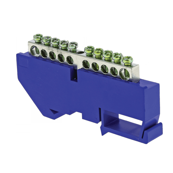 EKF PROxima Шина "0" N (6x9мм) 10 отв. цинк синий изолятор на DIN-рейку