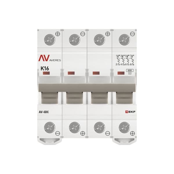 EKF Выключатель автоматический AV-6 DC 4P 16A (K) 6kA AVERES — миниатюра 4