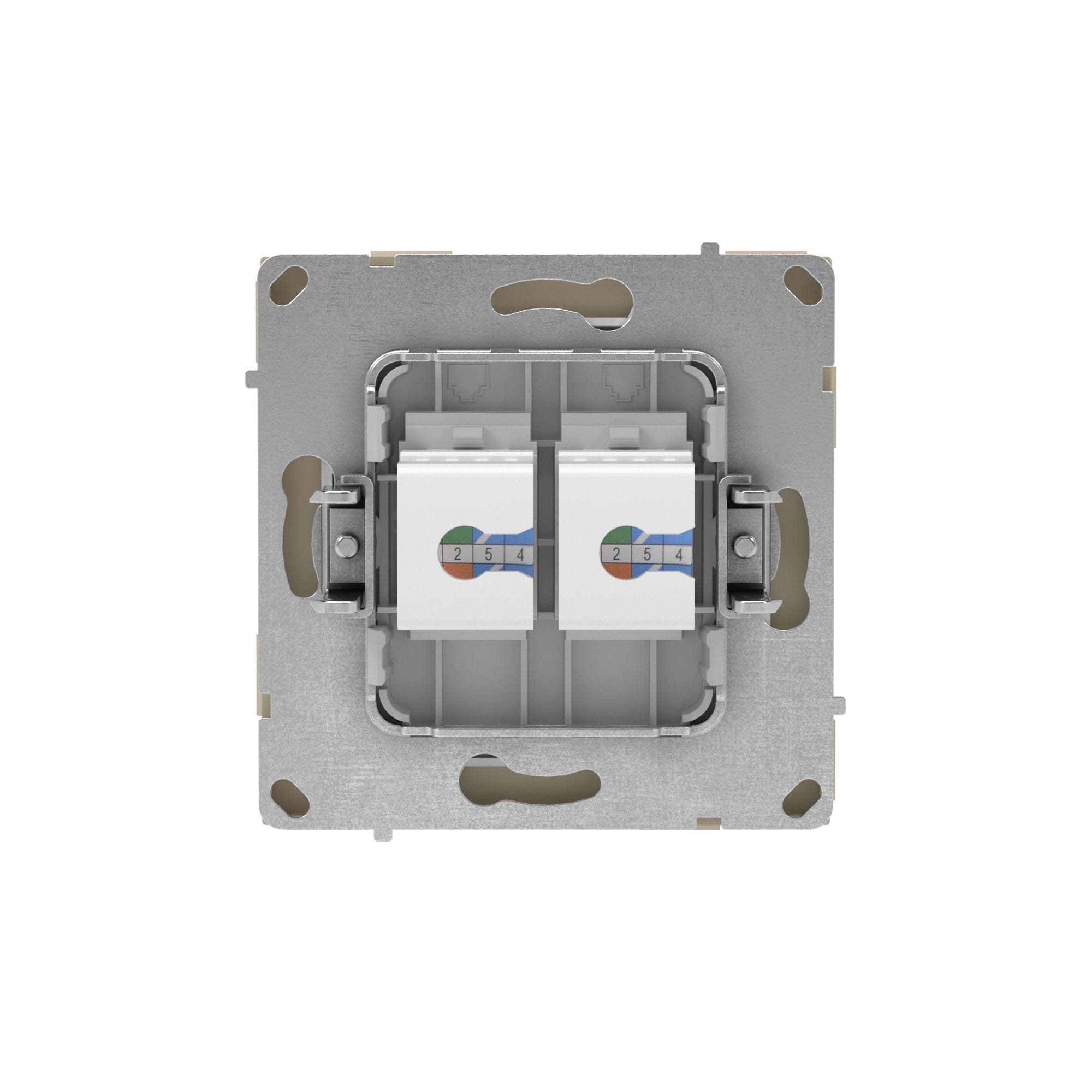 DKC KANT Компьютерная розетка RJ-45 без шторки, кат.5е двойная, ванильный марципан — миниатюра 3