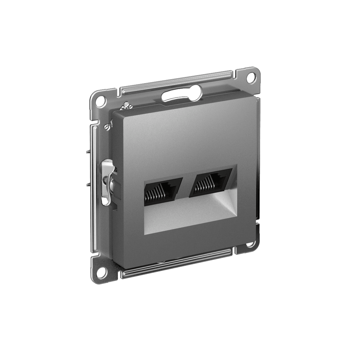 Systeme Electric AtlasDesign Сталь Розетка двойная компьютерная RJ45+RJ45, кат.6А, механизм